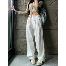 將圖片載入圖庫檢視器 JMA-312 实拍 2023秋季韩版宽松时尚白色直筒休闲裤女松紧高腰显瘦阔腿裤