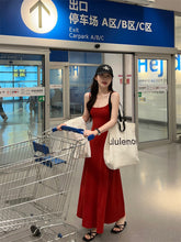 將圖片載入圖庫檢視器 JMA-990 辣妹性感红色吊带连衣裙女 夏季新款小个子修身A字裙长裙裙子
