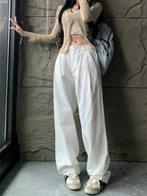 將圖片載入圖庫檢視器 JMA-312 实拍 2023秋季韩版宽松时尚白色直筒休闲裤女松紧高腰显瘦阔腿裤