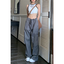 將圖片載入圖庫檢視器 JMA-706 实拍夏季街头甜心高个子大口袋工装直筒阔腿裤设计感宽松休闲裤女