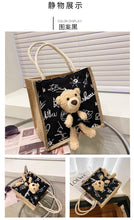 將圖片載入圖庫檢視器 JM-1141 新款ins可爱小熊日系帆布女包包百搭手提少女麻布小布包学生