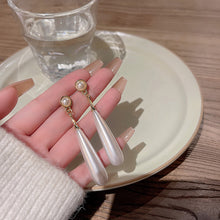 將圖片載入圖庫檢視器 JME-406 925银针法式优雅长款水滴形珍珠耳环女ins潮百搭气质网红同款耳钉