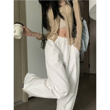 將圖片載入圖庫檢視器 JMA-312 实拍 2023秋季韩版宽松时尚白色直筒休闲裤女松紧高腰显瘦阔腿裤