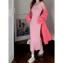 將圖片載入圖庫檢視器 JMA-039 度假鱼尾裙女早春修身长款过膝无袖吊带裙纯欲风包臀裙连衣裙长裙