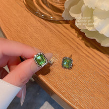 將圖片載入圖庫檢視器 JME-269 S925银针轻奢小众绿色锆石耳钉女韩国新款百搭气质几何形耳环耳饰