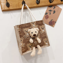 將圖片載入圖庫檢視器 JM-1141 新款ins可爱小熊日系帆布女包包百搭手提少女麻布小布包学生