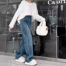 將圖片載入圖庫檢視器 JMA-783 实拍 港风复古牛仔裤女春季高腰垂感休闲裤直筒裤阔腿裤拖地长裤