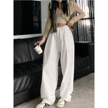 將圖片載入圖庫檢視器 JMA-312 实拍 2023秋季韩版宽松时尚白色直筒休闲裤女松紧高腰显瘦阔腿裤