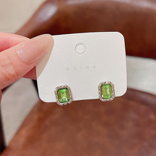 將圖片載入圖庫檢視器 JME-269 S925银针轻奢小众绿色锆石耳钉女韩国新款百搭气质几何形耳环耳饰