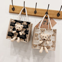 將圖片載入圖庫檢視器 JM-1141 新款ins可爱小熊日系帆布女包包百搭手提少女麻布小布包学生