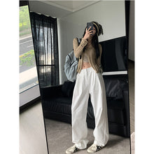 將圖片載入圖庫檢視器 JMA-312 实拍 2023秋季韩版宽松时尚白色直筒休闲裤女松紧高腰显瘦阔腿裤