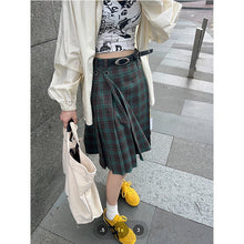 將圖片載入圖庫檢視器 JMA-999 实拍 美式学院风复古格子半身裙女春季高腰显瘦百褶裙中裙A字裙子