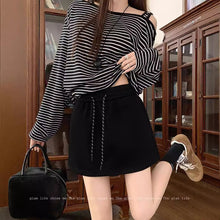 將圖片載入圖庫檢視器 JMA-975 实拍 高腰抽绳半身裙女秋季防走光包臀卫裙显瘦A字裙百搭运动裙子