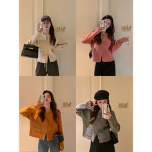 將圖片載入圖庫檢視器 JMA-096 实拍 双拉链坑条短款毛衣外套女2023秋冬口袋针织衫宽松内搭上衣