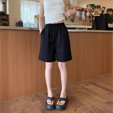 將圖片載入圖庫檢視器 JMA-627 实拍 松紧腰纯色休闲裤直筒裤女夏季宽松显瘦中裤阔腿裤短裤裤子