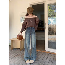 將圖片載入圖庫檢視器 JMA-780 美式复古做旧牛仔裤直筒裤高腰拖地裤宽松长裤子