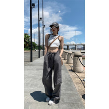 將圖片載入圖庫檢視器 JMA-706 实拍夏季街头甜心高个子大口袋工装直筒阔腿裤设计感宽松休闲裤女