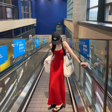 將圖片載入圖庫檢視器 JMA-990 辣妹性感红色吊带连衣裙女 夏季新款小个子修身A字裙长裙裙子