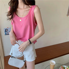 將圖片載入圖庫檢視器 NZF-T501 冰絲感內搭吊帶純色背心女寬鬆外穿打底棉T 上衣