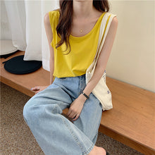 將圖片載入圖庫檢視器 NZF-T501 冰絲感內搭吊帶純色背心女寬鬆外穿打底棉T 上衣