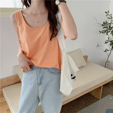 將圖片載入圖庫檢視器 NZF-T501 冰絲感內搭吊帶純色背心女寬鬆外穿打底棉T 上衣