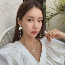 將圖片載入圖庫檢視器 JME-377 925银针韩国东大门贝壳花瓣耳环女长款气质珍珠耳坠耳钉 厂家直销
