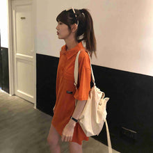 將圖片載入圖庫檢視器 JM-858 16安棉帆布女包韩国ins百搭抽绳水桶包女斜挎单肩包女潮男女通用
