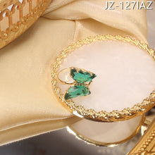 將圖片載入圖庫檢視器 JME-979 韩国东大门925银针夏天新品透明紫色蝴蝶水晶耳环项链戒指组合
