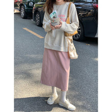 將圖片載入圖庫檢視器 XM2523 設計感小眾開叉直筒半身裙女夏季高腰顯瘦百搭a字中長裙粉色裙子 裙
