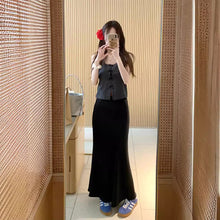 將圖片載入圖庫檢視器 JMA-833 实拍春季新款韩版气质鱼尾裙宽松女人味半身坠感包臀长裙子
