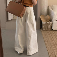 將圖片載入圖庫檢視器 JMA-792 新款韩版翻边宽松阔腿休闲裤女小个子长裤 配腰带
