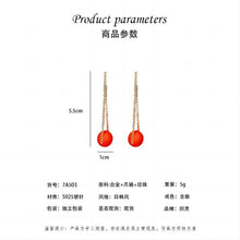 將圖片載入圖庫檢視器 JME-920 s925银针韩版大红色珍珠耳钉复古港风赫本秋冬款网红气质转运珠
