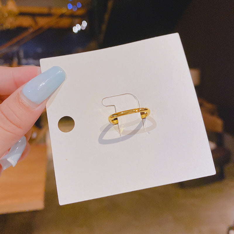 JME-1039 铜镀珍珠微镶锆石情侣小方戒指一对女时尚方戒光面指环送闺蜜礼物