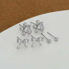 將圖片載入圖庫檢視器 JME-1042 S925银针微镶锆石蝴蝶结一卡三对耳钉女日韩风简约百搭三件套耳饰
