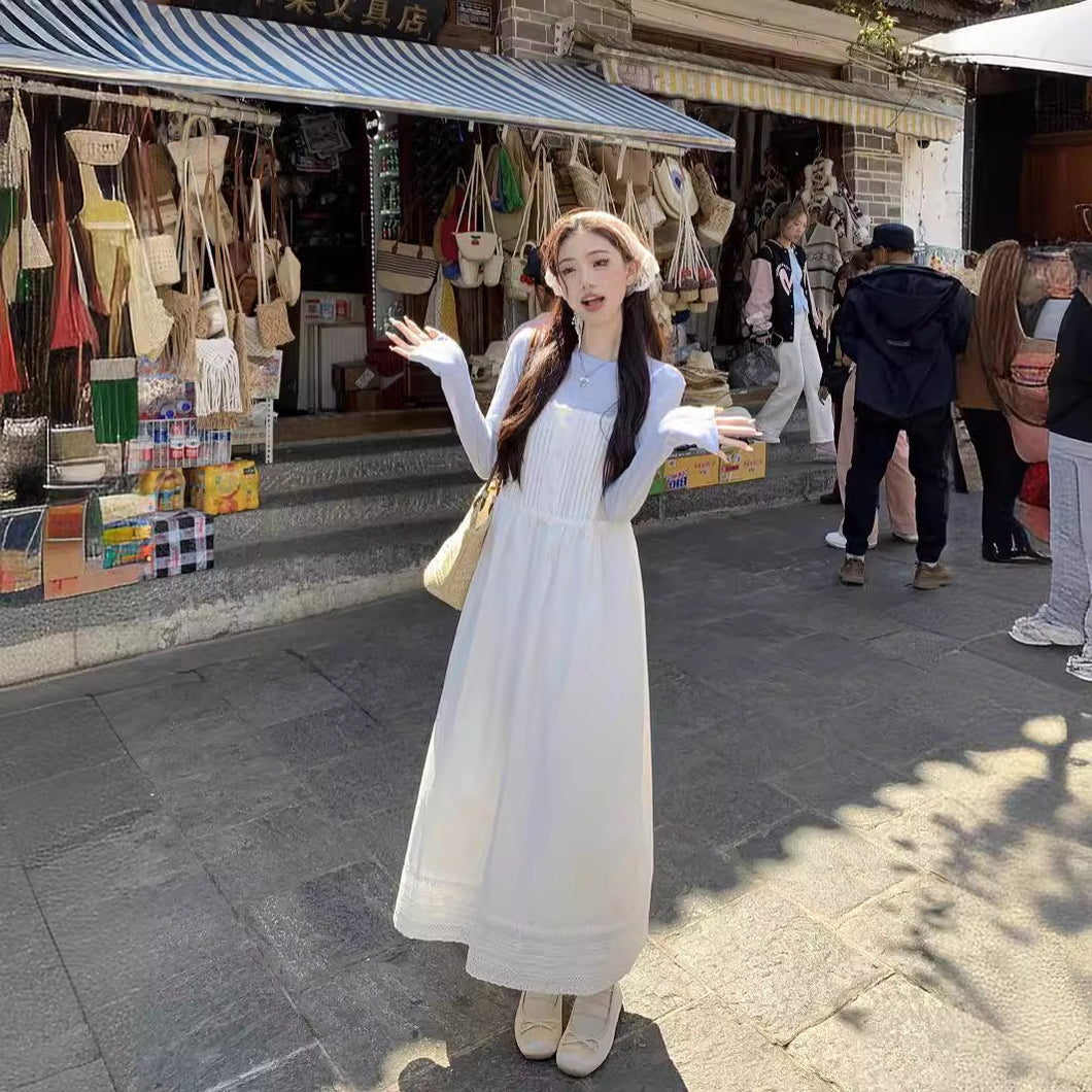 JMA-840 实拍实价 春夏小清新甜美白色吊带连衣裙百搭内搭约会初恋裙