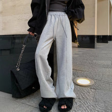 將圖片載入圖庫檢視器 JMA-987 实拍 韩版加绒加厚口袋卫裤冬季系带高腰运动直筒休闲阔腿裤子女
