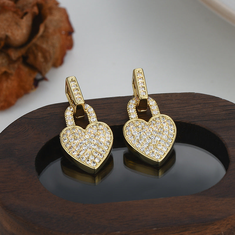JME-1043 S925银针厂家直供微镶满钻爱心拼接耳钉女轻奢ins少女爱心耳饰