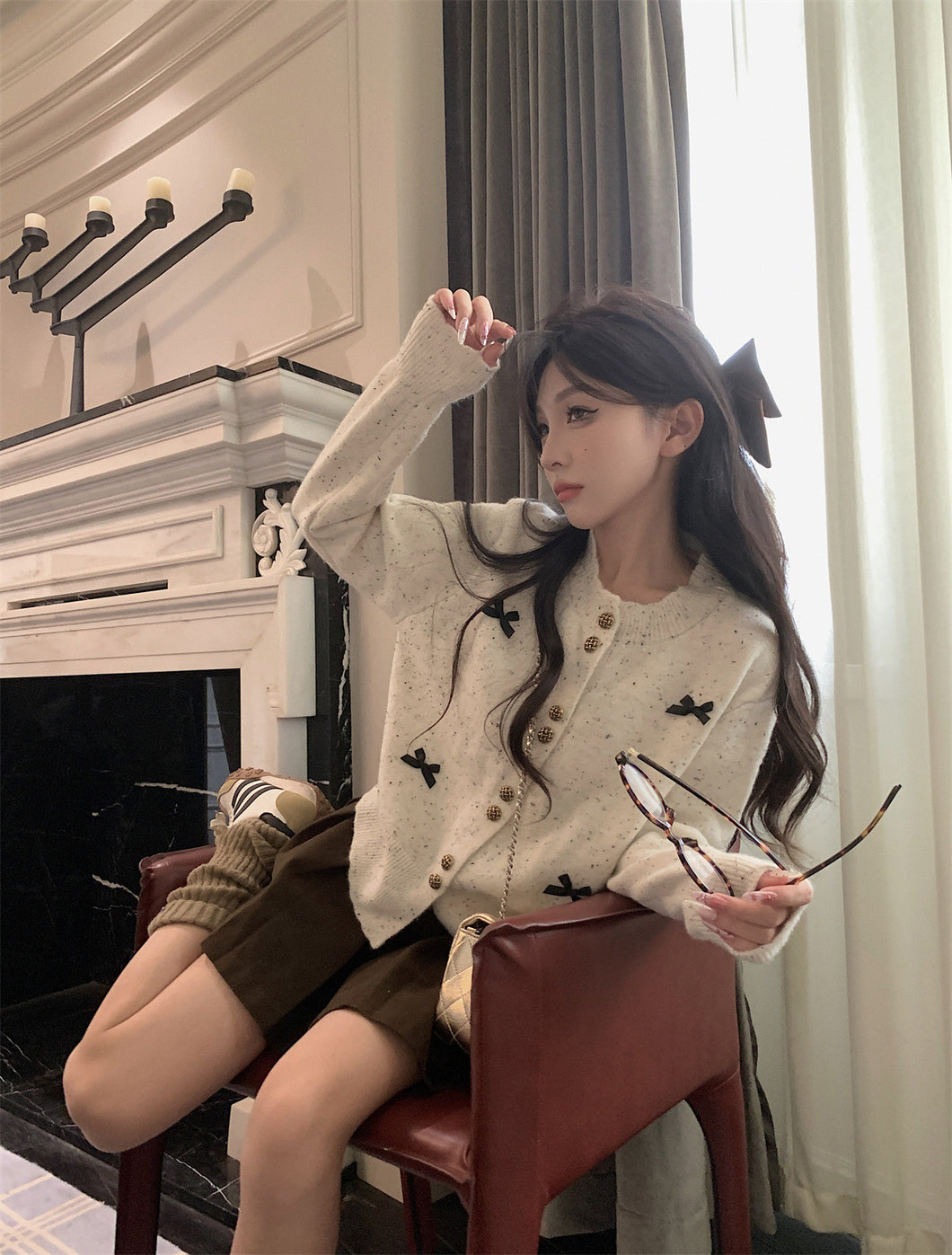 JMA-981 实拍 韩系小香风针织开衫女 秋冬短款小众外搭毛衣开衫外套潮