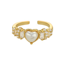 將圖片載入圖庫檢視器 JME-1048 韩国时尚设计感个性开口戒指女 年新款爱心指环精致珍珠食指戒
