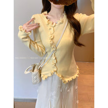 將圖片載入圖庫檢視器 JMA-958 实拍 秋冬韩版甜美木耳边甜美温柔安迪绒针织衫打底衫毛衣女
