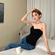 將圖片載入圖庫檢視器 JMA-1043 辣妹性感抹胸黑色小背心裹胸女装夏季外穿显瘦无肩带内搭短款上衣
