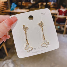 將圖片載入圖庫檢視器 JME-857 S925银针天然贝壳蝴蝶装饰耳环女东大门简约气质感耳环耳饰
