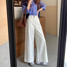 將圖片載入圖庫檢視器 JMA-985 实拍 春季新款韩版小个子大阔腿直筒牛仔裤女九分裤子
