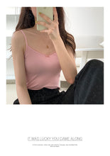將圖片載入圖庫檢視器 JMA-003 辣妹纯欲风内搭小吊带女蝴蝶结蕾丝背心夏季黑色短款外穿无袖上衣
