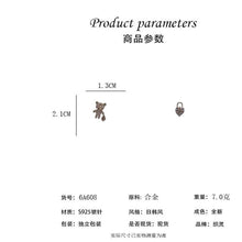 將圖片載入圖庫檢視器 JME-800 韩系新款小熊爱心锆石耳钉时尚感ab款不对称小众耳饰百搭耳环
