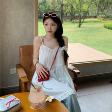 將圖片載入圖庫檢視器 JMA-1046 实拍 夏季新款韩版宽松减龄打条吊带裙花边拼接内搭叠穿吊带裙
