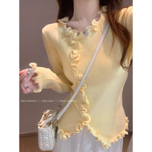 將圖片載入圖庫檢視器 JMA-958 实拍 秋冬韩版甜美木耳边甜美温柔安迪绒针织衫打底衫毛衣女
