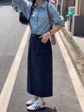 將圖片載入圖庫檢視器 XM2523 設計感小眾開叉直筒半身裙女夏季高腰顯瘦百搭a字中長裙粉色裙子 裙
