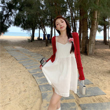 將圖片載入圖庫檢視器 JMA-1046 实拍 夏季新款韩版宽松减龄打条吊带裙花边拼接内搭叠穿吊带裙
