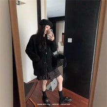 將圖片載入圖庫檢視器 JMA-979 实拍 秋冬新款韩版长袖格子连衣裙女高级裙子+毛衣外套女套装
